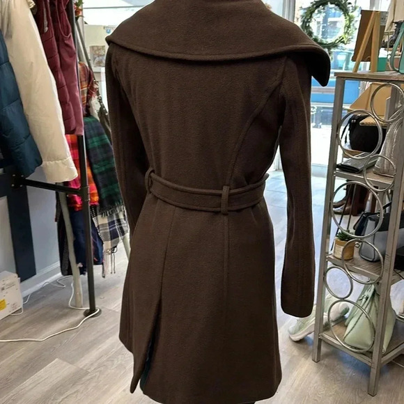 COACH Wool Belted Jacket with Gold Buttons,  3/4 Winter Coat Button Up Collar - Picture 2 of 8